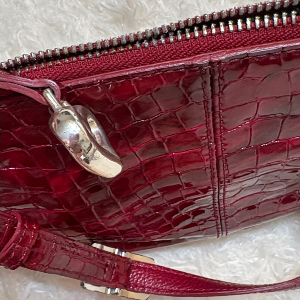 Brighton Bria Croc Embossed Red Patent Leather Crossbody Messenger Bag - Picture 11 of 13